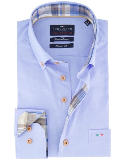 Portofino Portofino overhemd effen lichtblauw
