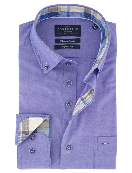 Portofino overhemd blauw gemeleerd