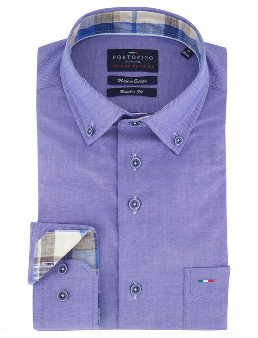 Portofino overhemd blauw gemeleerd