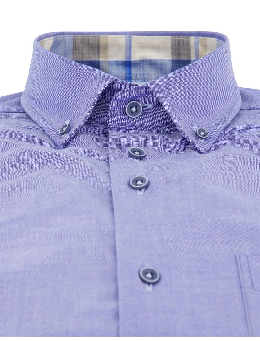 Portofino overhemd blauw gemeleerd katoen