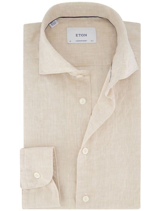 Eton overhemd Contemporary beige linnen
