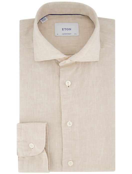 Eton overhemd Contemporary beige linnen