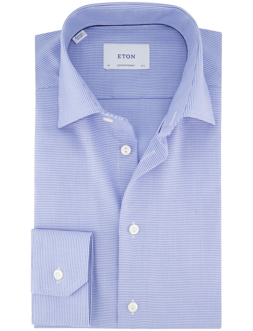 Eton Contemporary kreukvrij overhemd blauw Dobby