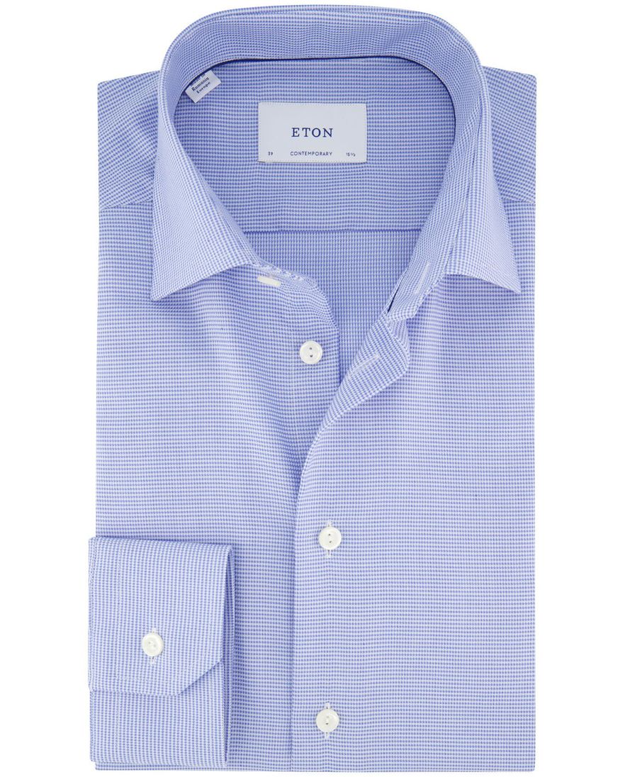 Eton Contemporary overhemd blauw Dobby kreukvrij