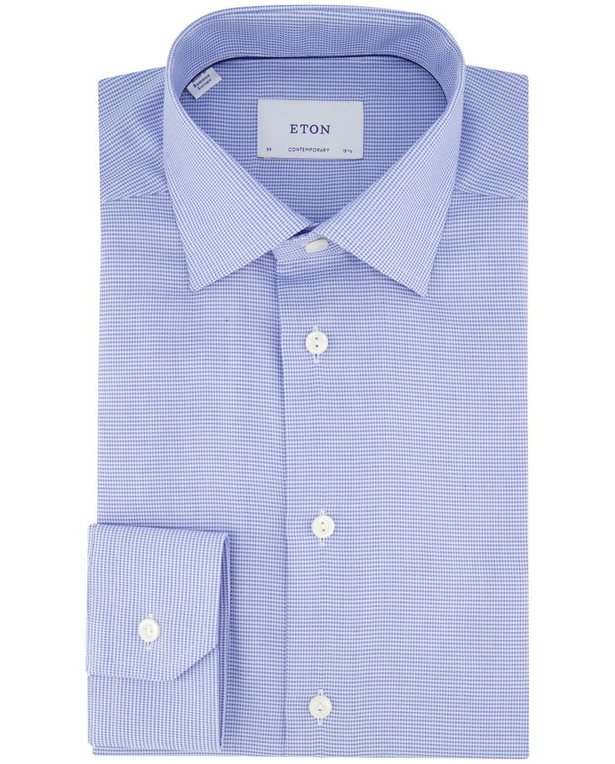 Eton Contemporary overhemd blauw Dobby kreukvrij