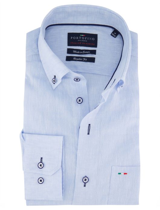Portofino overhemd lichtblauw linnen