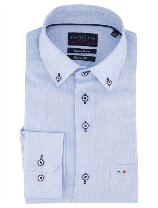 Portofino overhemd lichtblauw linnen
