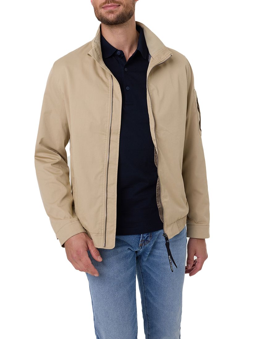 katoenen Pierre Cardin zomerjas beige effen normale fit