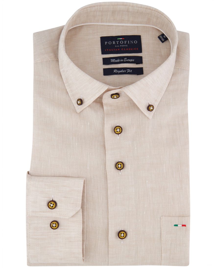 Portofino overhemd beige linnen lange mouw