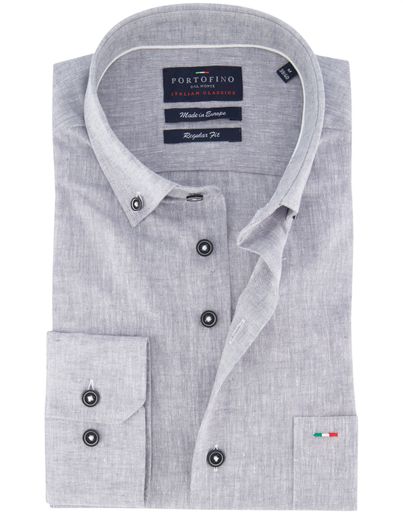 Portofino Portofino overhemd grijs linnen lange mouw