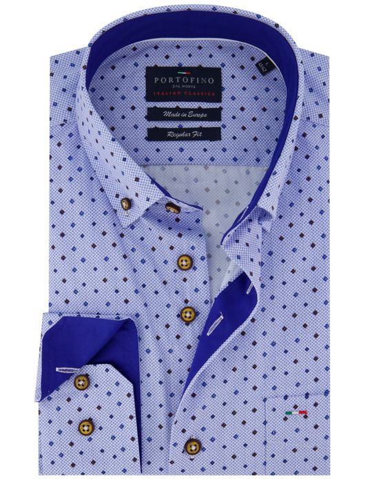 Portofino overhemd blauw regular fit