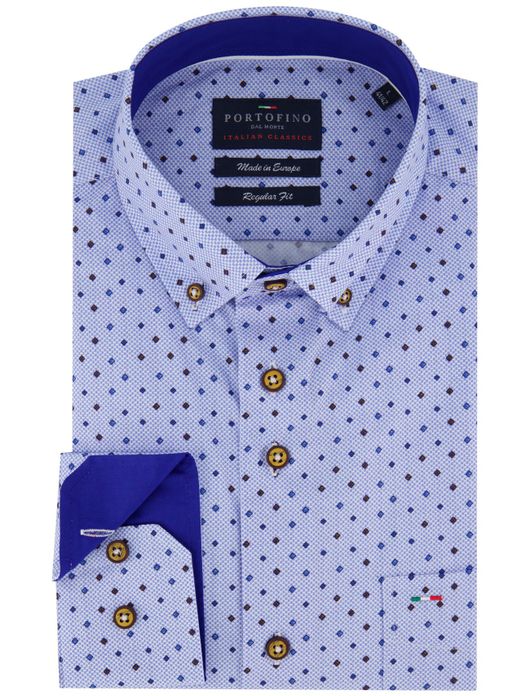 Portofino overhemd blauw regular fit