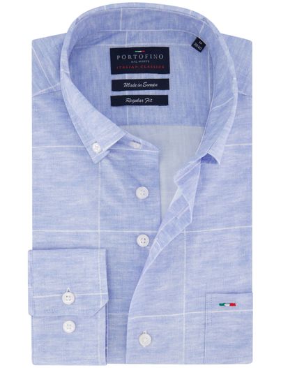 Portofino Portofino overhemd blauw lange mouw