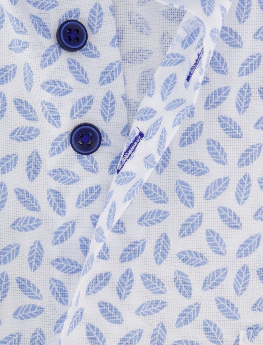 Portofino overhemd wit blauw geprint regular fit