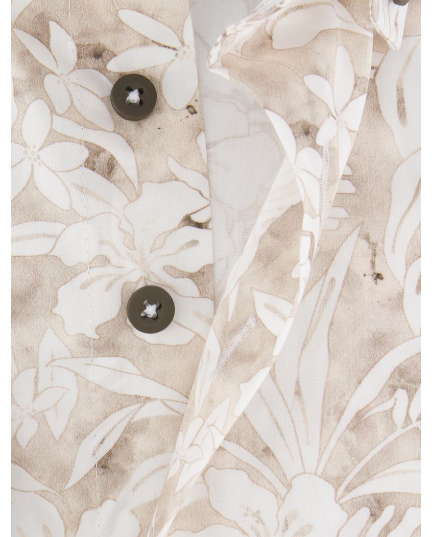 Portofino overhemd beige geprint wijde fit katoen