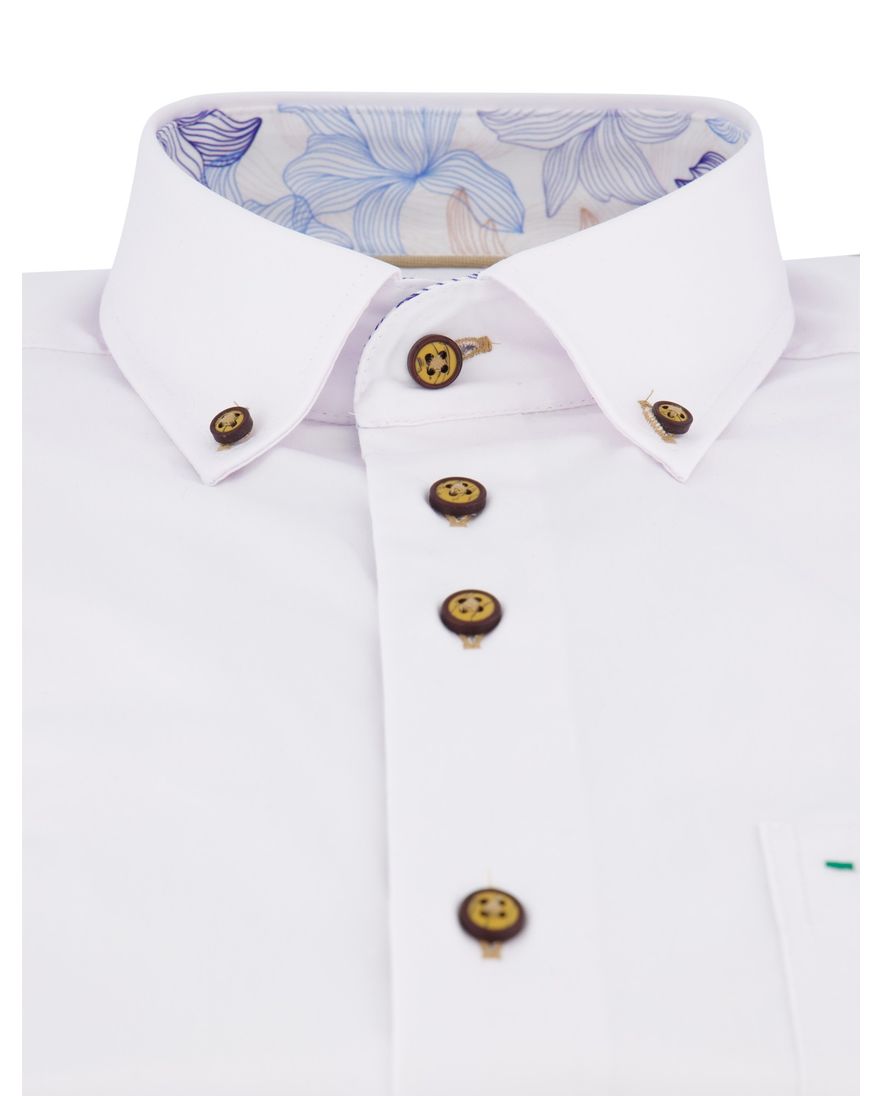 Portofino overhemd Regular Fit wit effen katoen