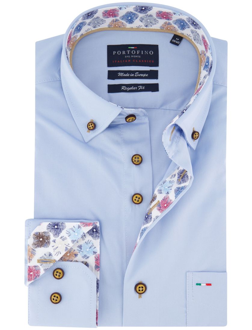 katoenen Portofino overhemd lichtblauw normale fit