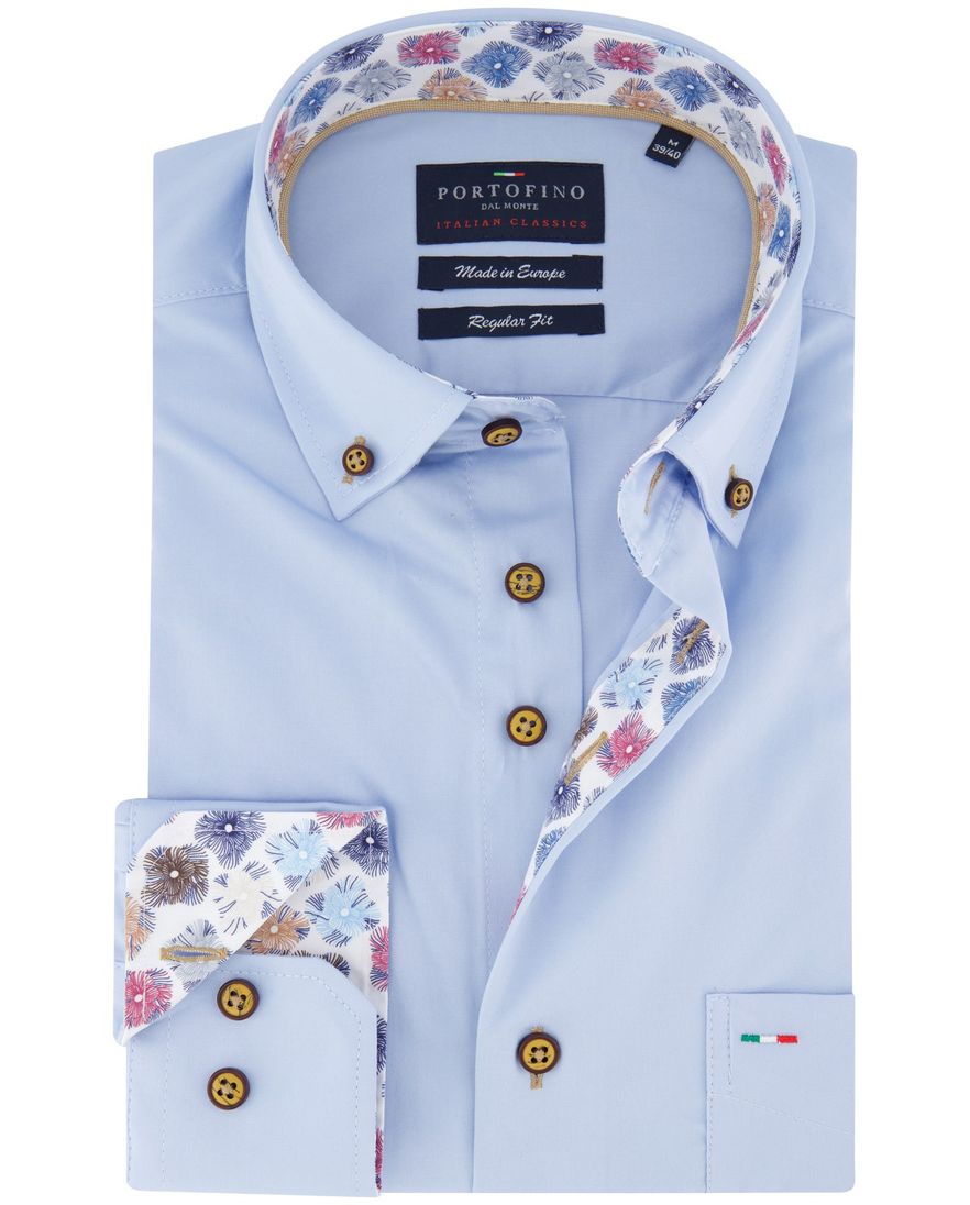Portofino overhemd lichtblauw normale fit katoen