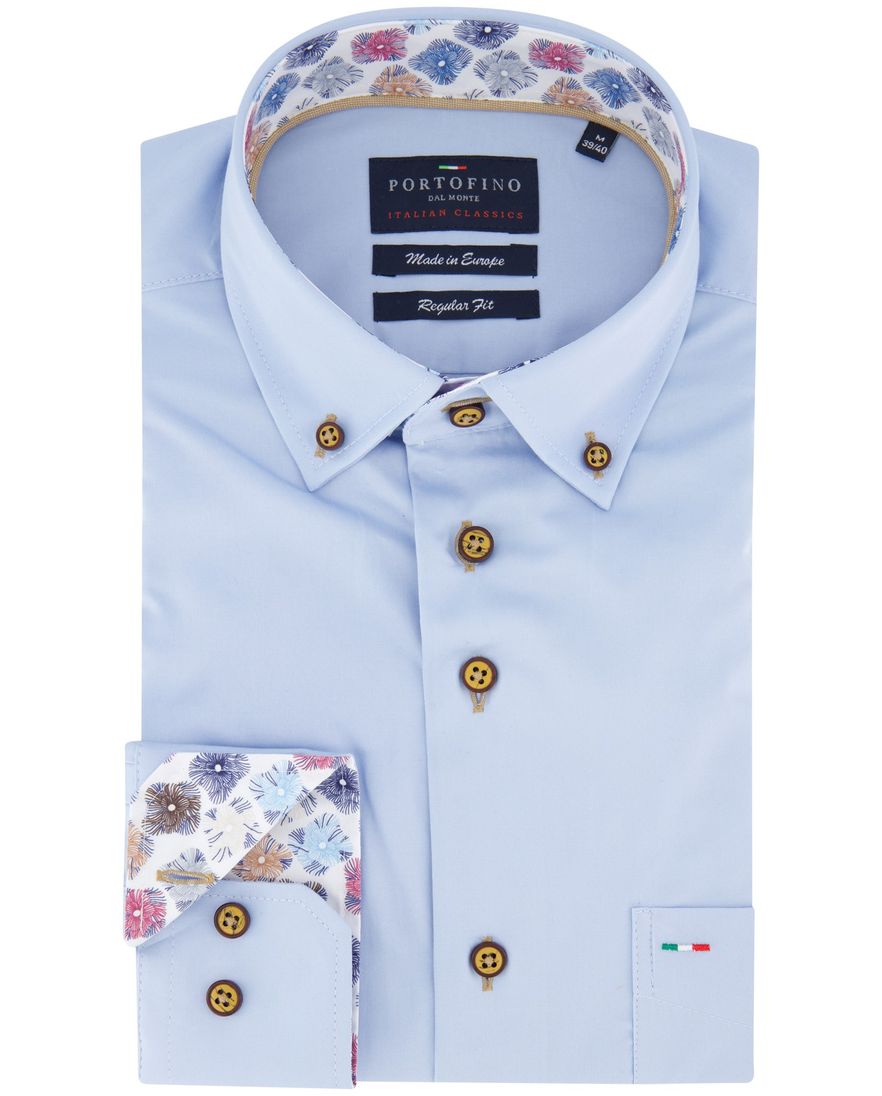 Portofino overhemd lichtblauw normale fit katoen