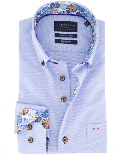 Portofino Portofino overhemd blauw borstzak button-down
