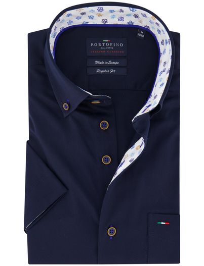 Portofino Portofino overhemd donkerblauw korte mouw