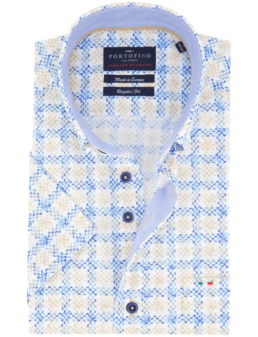 Portofino regular fit overhemd korte mouw geprint