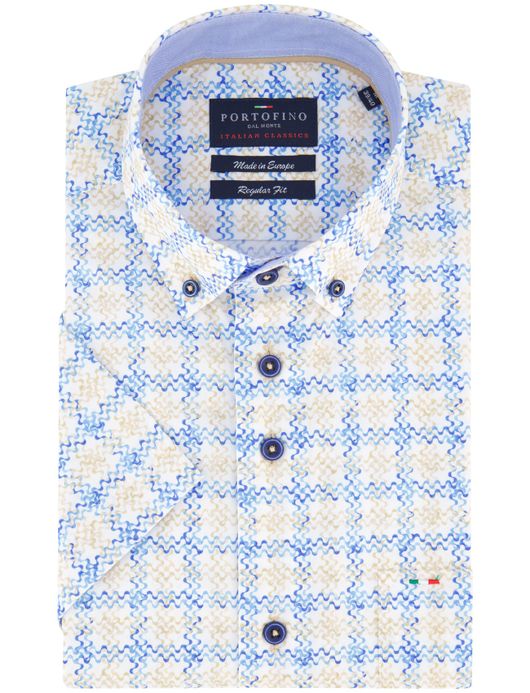 Portofino regular fit overhemd korte mouw geprint