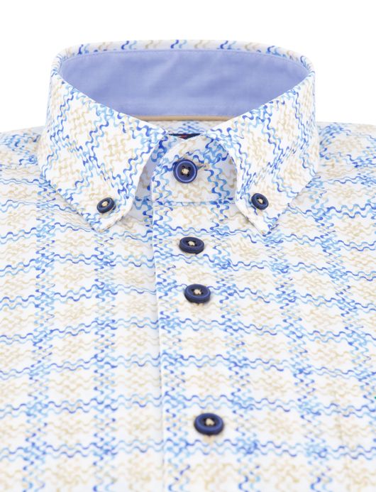 Portofino regular fit overhemd korte mouw geprint