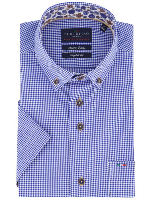 casual overhemd korte mouw blauw Portofino Regular Fit