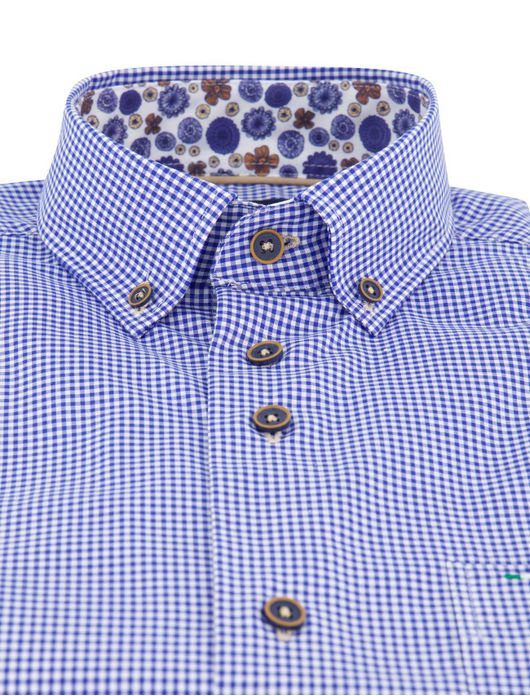 casual overhemd korte mouw blauw Portofino Regular Fit
