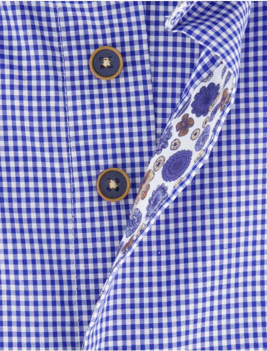 casual overhemd korte mouw blauw Portofino Regular Fit