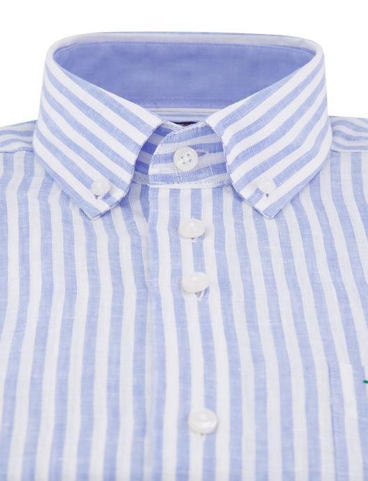 Portofino regular fit overhemd korte mouw lichtblauw