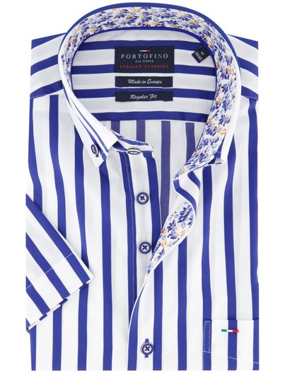 Portofino Portofino overhemd blauw gestreept Regular Fit