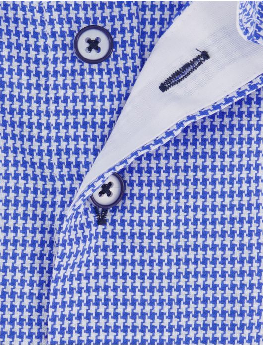 Portofino overhemd korte mouw middenblauw print