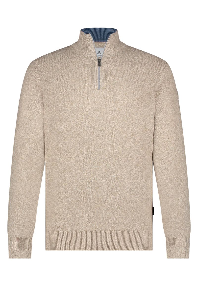 State of Art half zip trui beige gemeleerd wijde fit