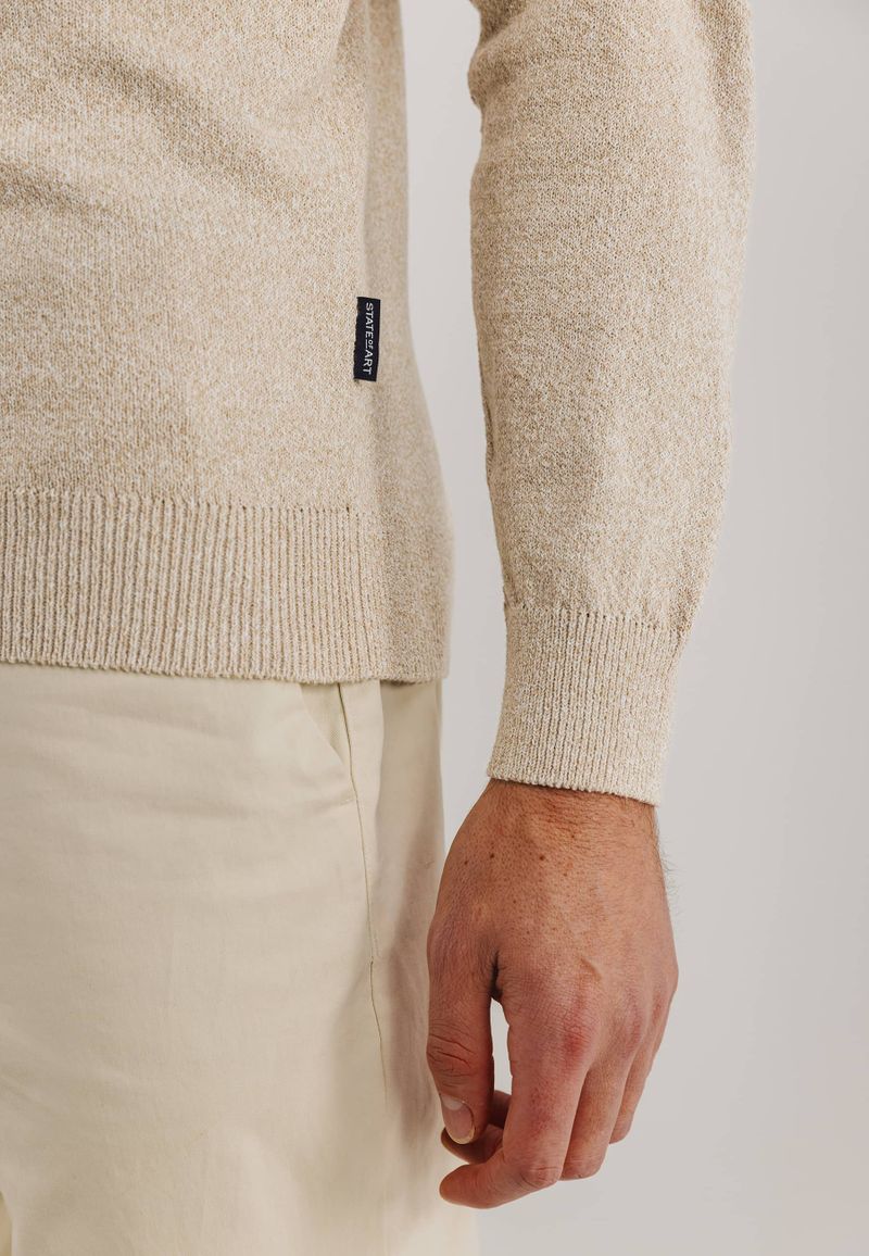 State of Art half zip trui beige gemeleerd wijde fit