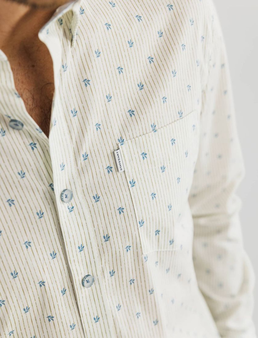 overhemd State of Art creme en blauw print