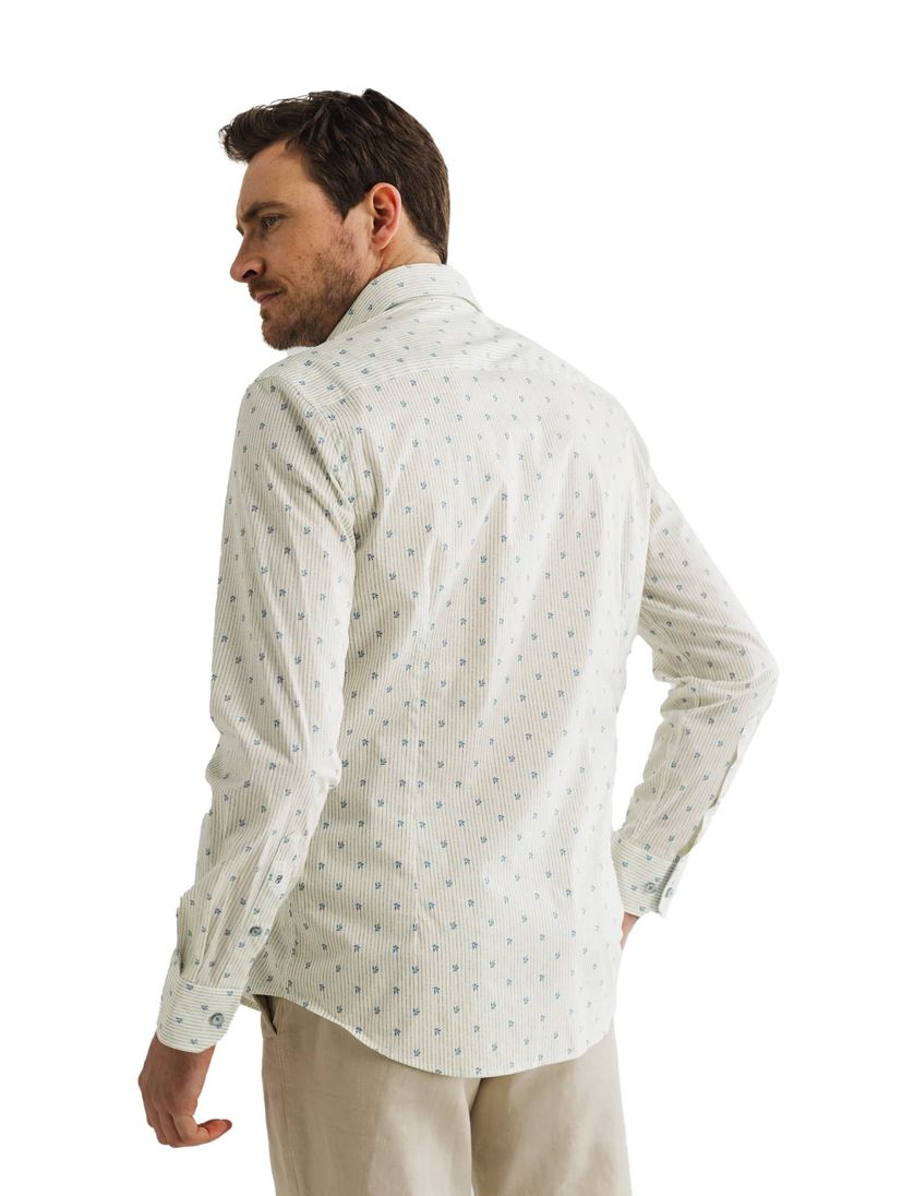 overhemd State of Art creme en blauw print