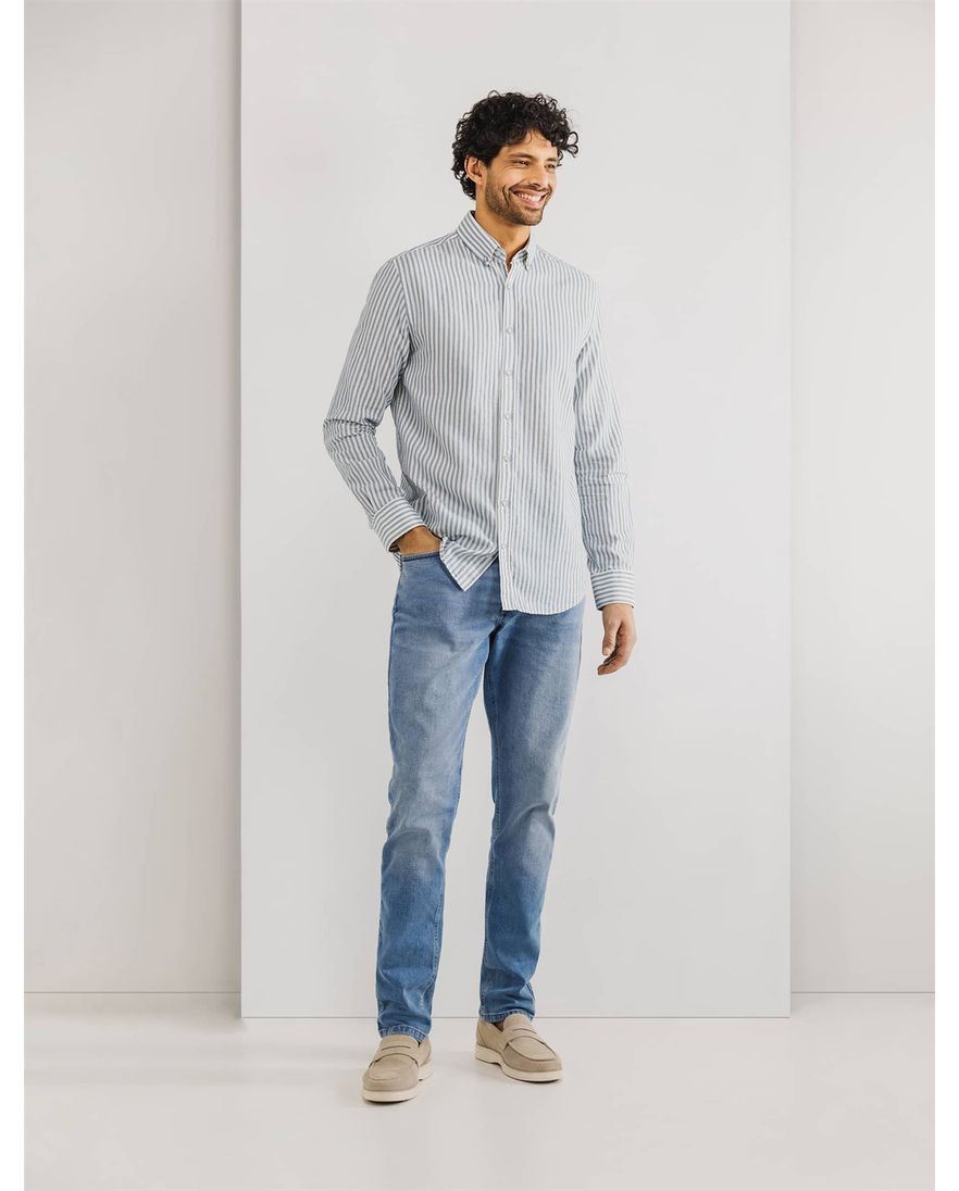 State of Art overhemd gestreept grijs/blauw