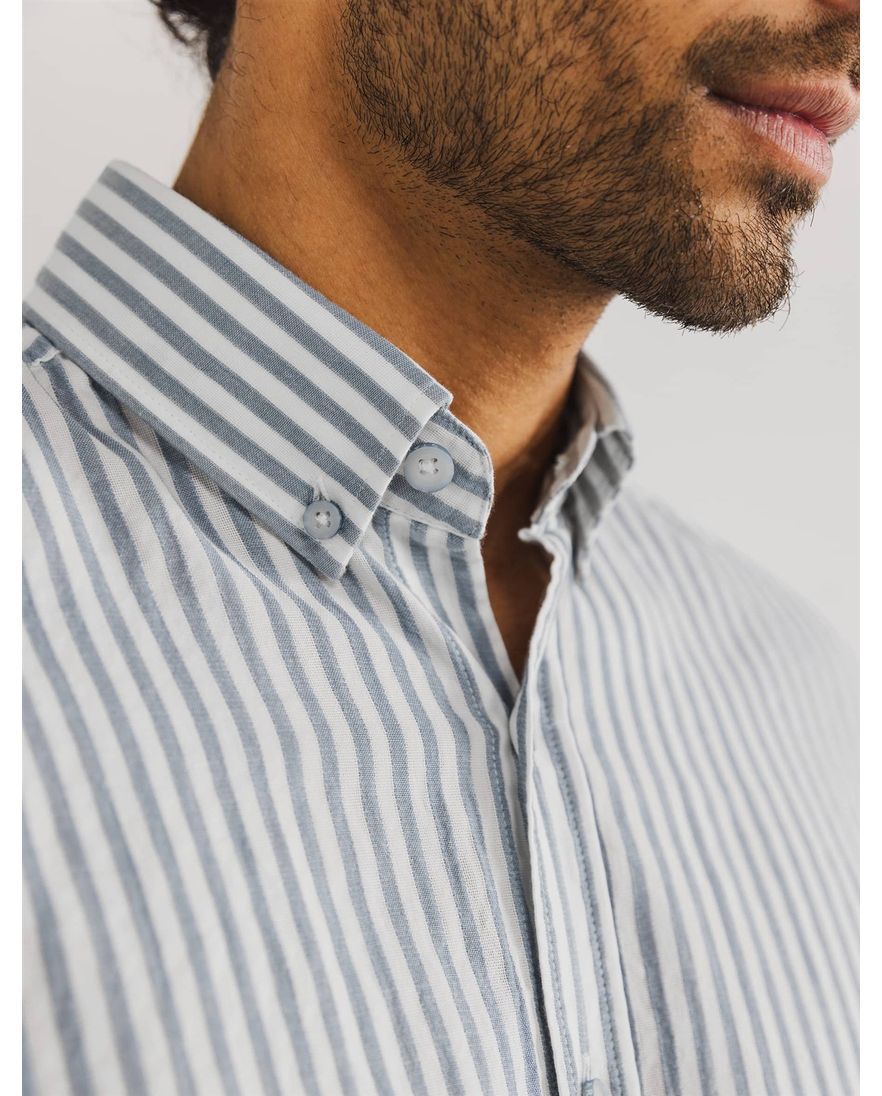 State of Art overhemd gestreept grijs/blauw