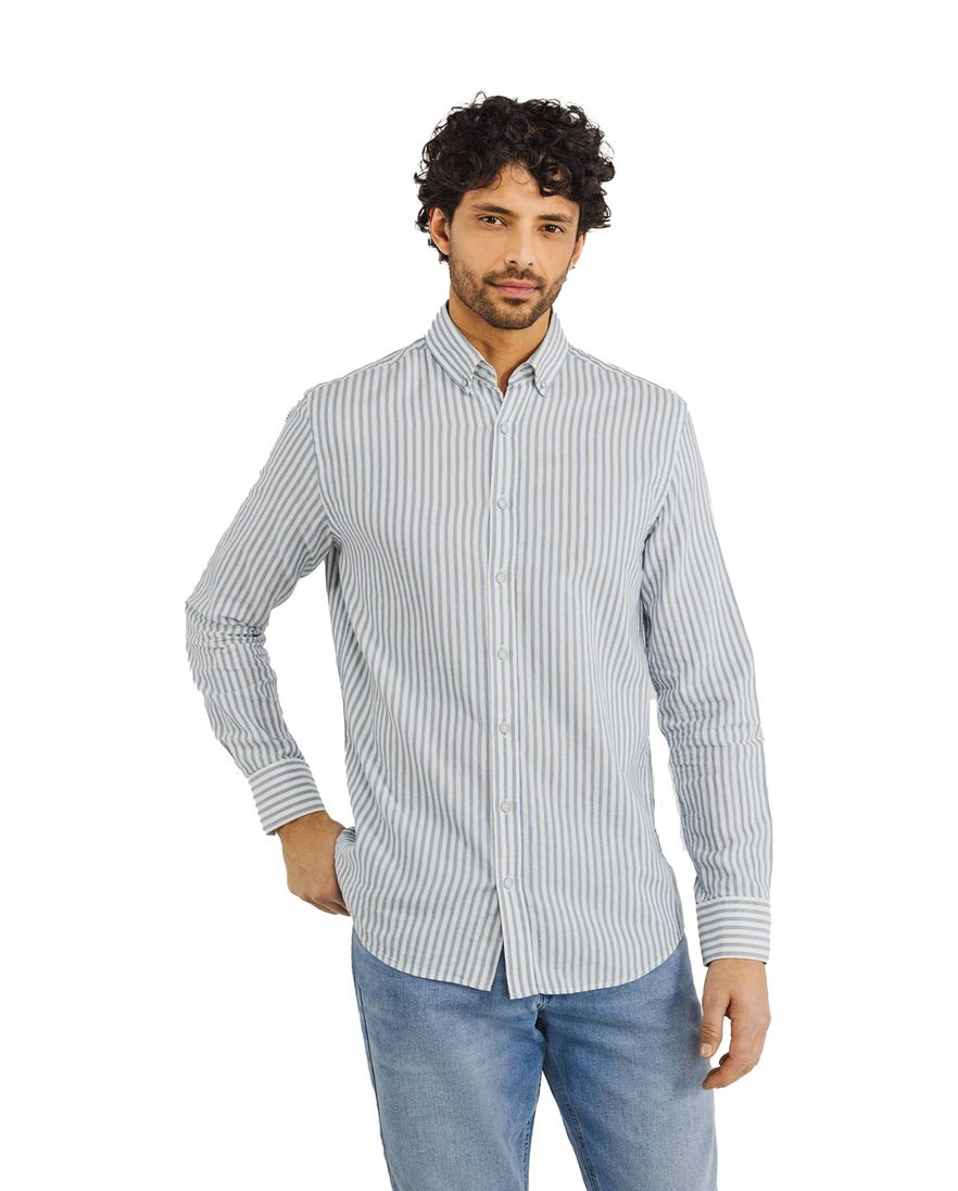 State of Art overhemd gestreept grijs/blauw
