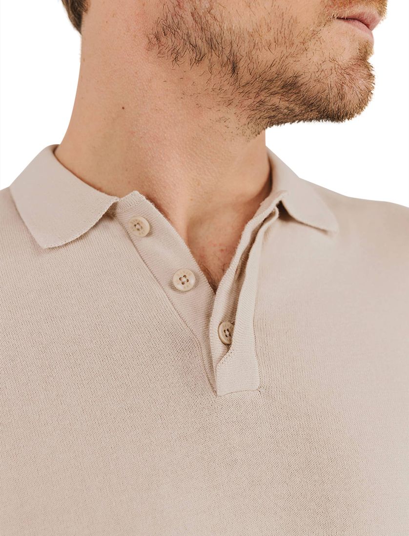 katoenen State of Art beige polo wijde fit