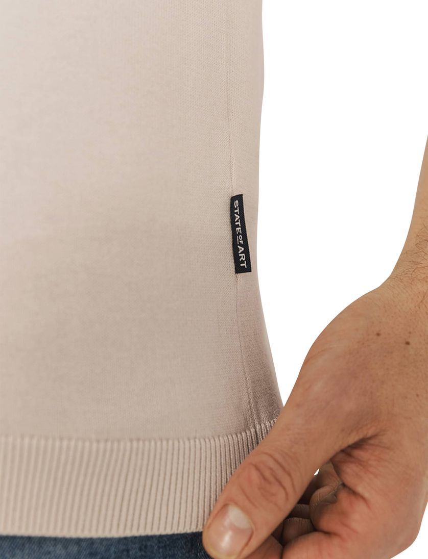 katoenen State of Art beige polo wijde fit