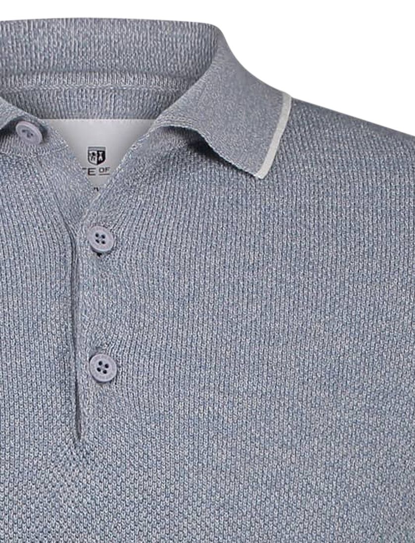 katoenen State of Art polo blauw grijs wijde fit