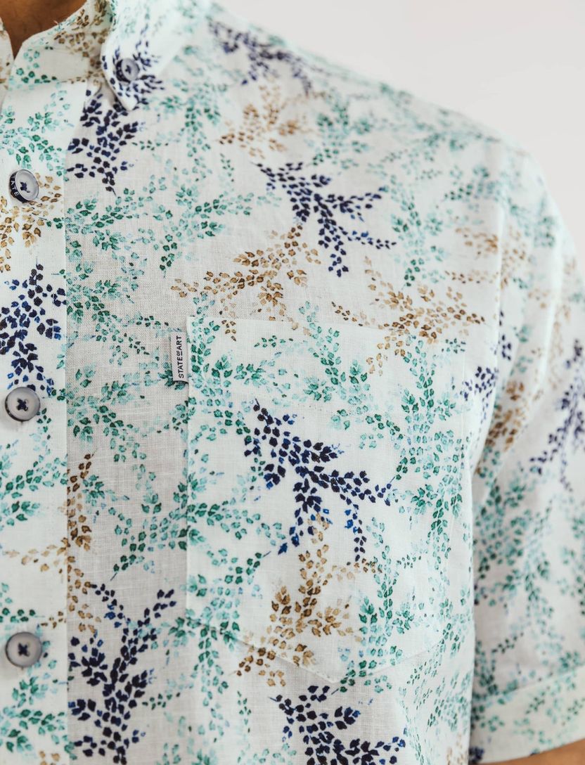 State of Art overhemd groen linnen