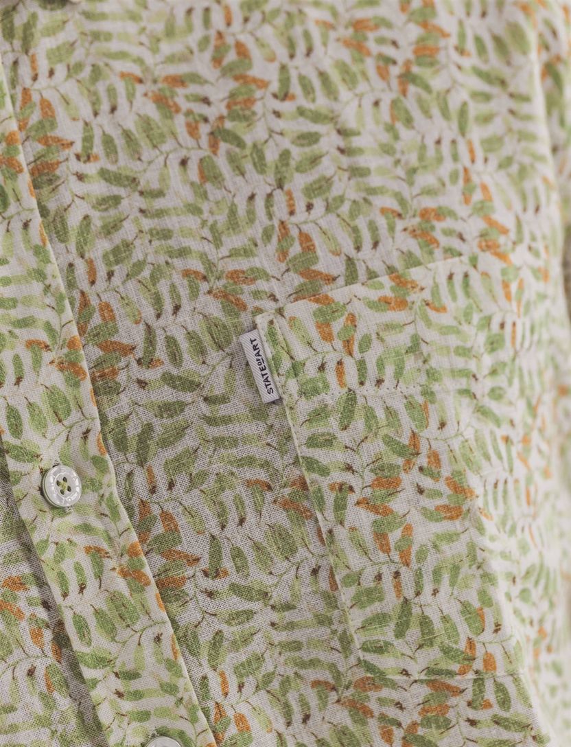 State of Art overhemd groen botanische print linnen