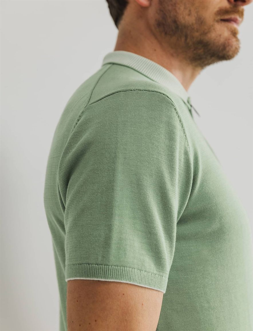 State of Art korte mouw half zip polo groen