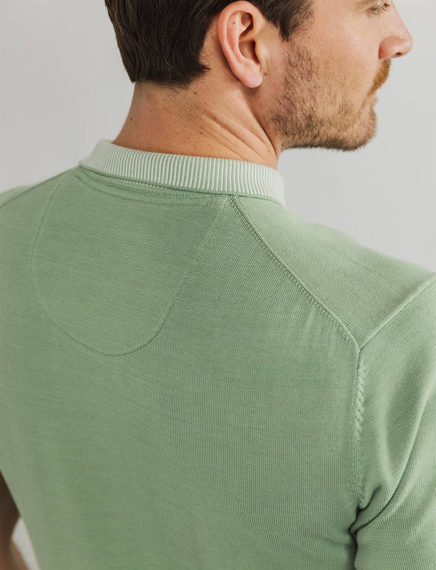 State of Art korte mouw half zip polo groen
