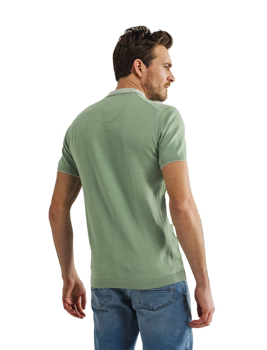 State of Art korte mouw half zip polo groen