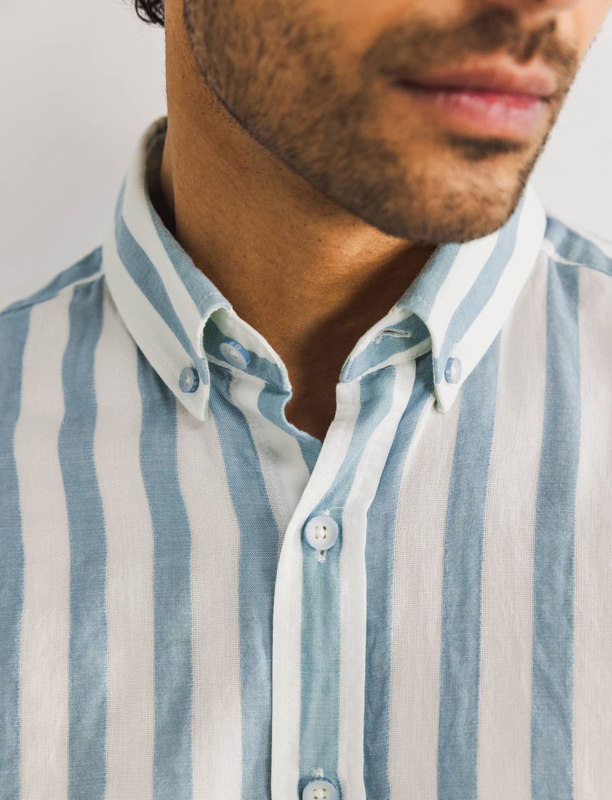 State of Art Regular Fit casual overhemd blauw gestreept